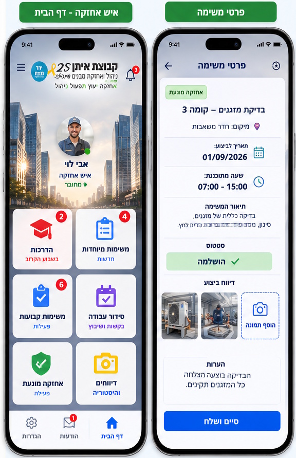 מסך איש אחזקה במערכת EITAN CORE